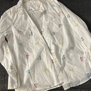 Gap White Floral Button Down Long Sleeve Top Worn 2X Size XL (48)
